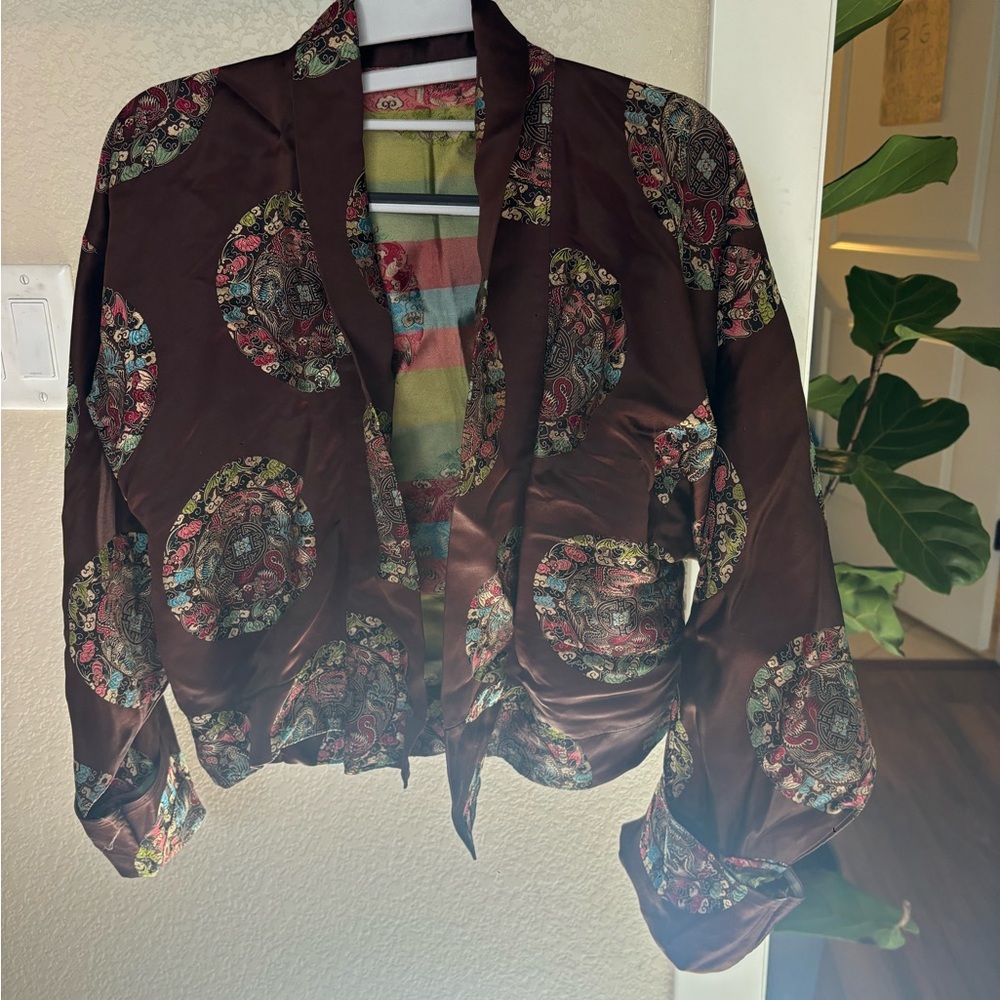 Elegant Brown Patterned Women's Jacket